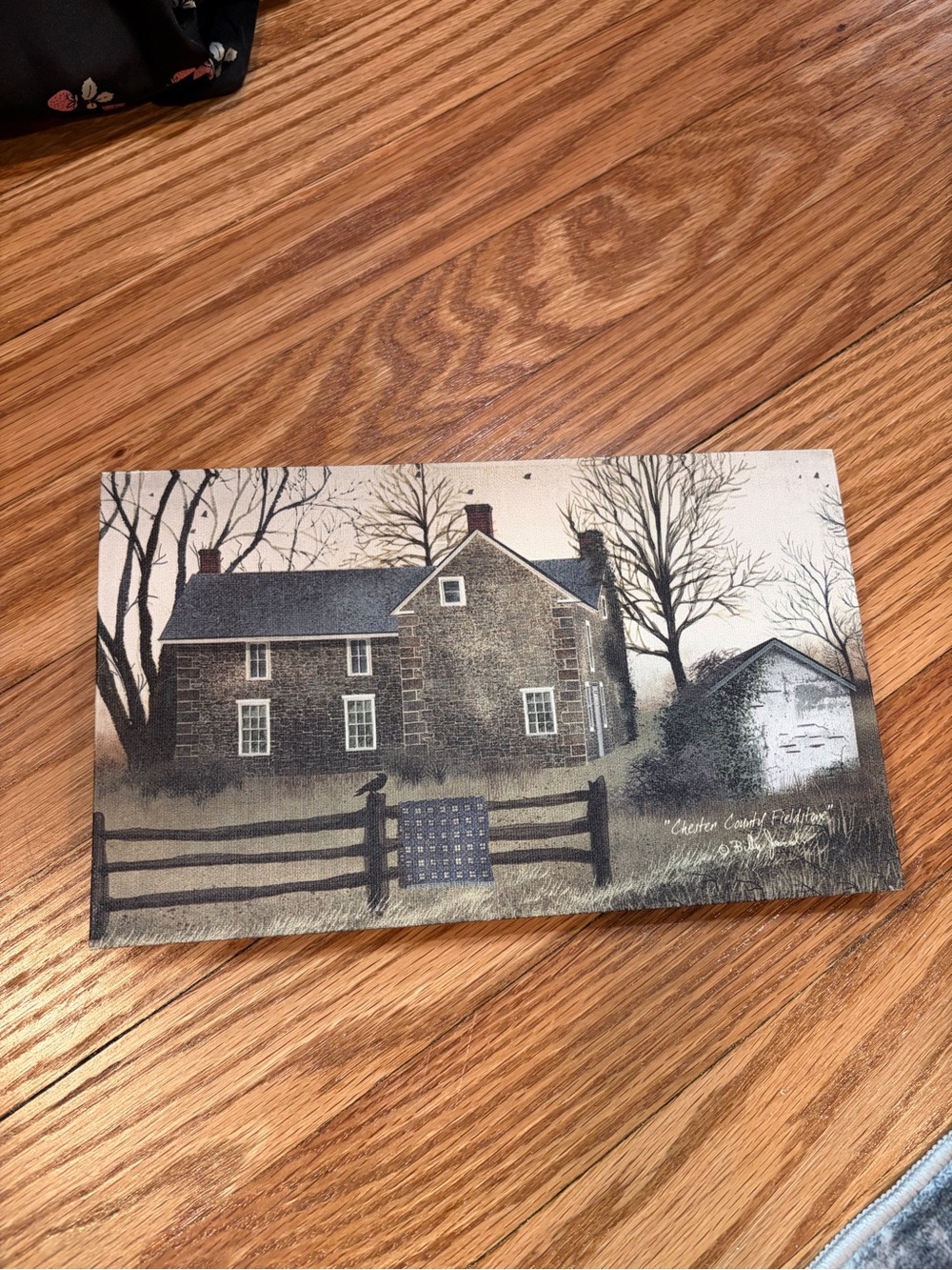 Neutral “Chester County Fieldhouse” Country House Art Print - locally painted